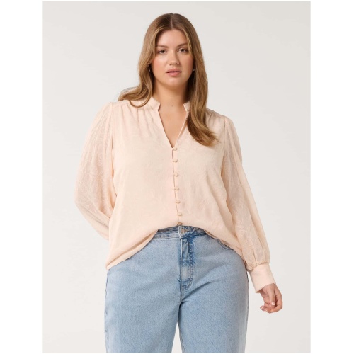 Forever New Women's Esme Curve Plus Size Embroidered Blouse in Peach Dust