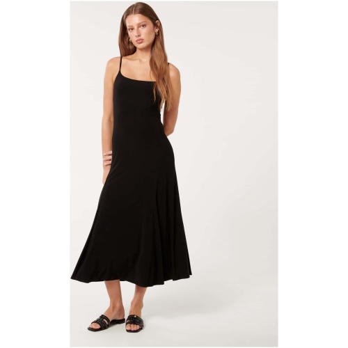 Forever New Women's Eva Godet Panel Midi Slip Dress in Black