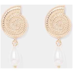 Forever New Women's Felicia Shell Swirl Earring in Gold/Pearl