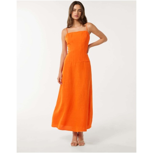 Forever New Women's Flora Drop-Waist Maxi Dress in Orange Spritz