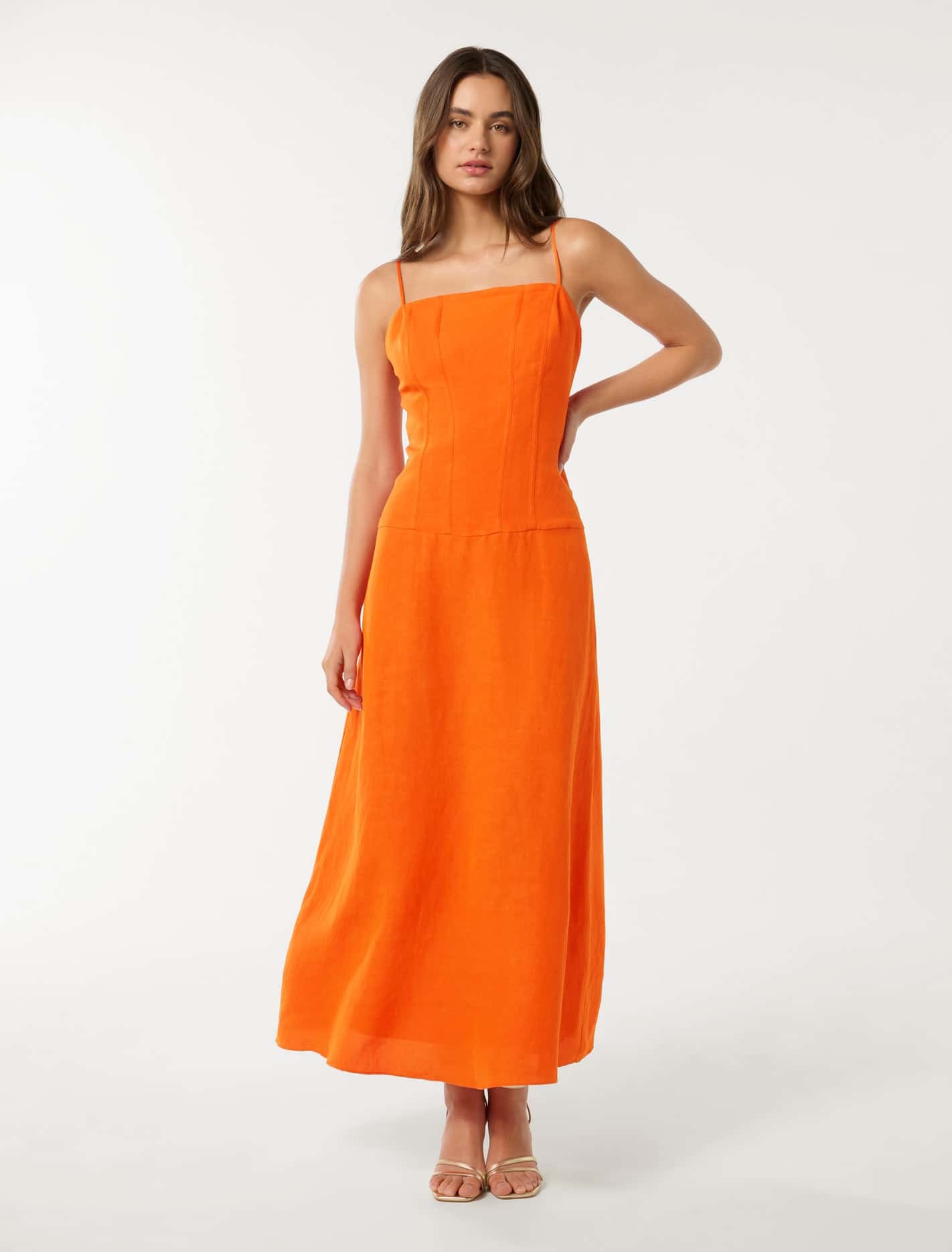 Forever New Women's Flora Drop-Waist Maxi Dress in Orange Spritz