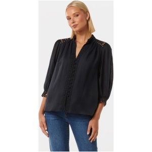 Forever New Women's Florence Crochet Trim Blouse in Navy