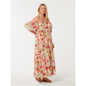 Forever New Women's Florrie Curve Flutter-Sleeve Midi Dress in Garden Harvest