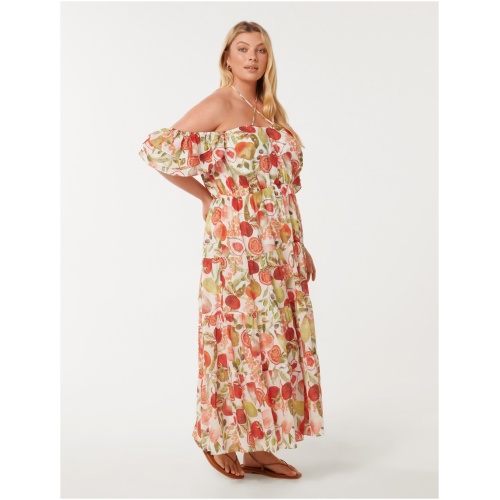 Forever New Women's Florrie Curve Flutter-Sleeve Midi Dress in Garden Harvest