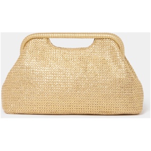 Forever New Women's Frankie Frame Clutch Bag in Gold Weave