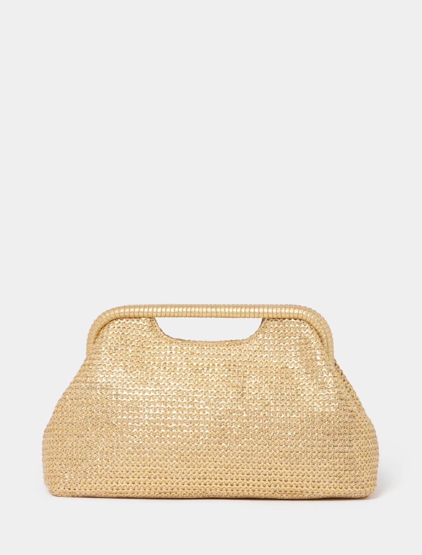 Forever New Women's Frankie Frame Clutch Bag in Gold Weave