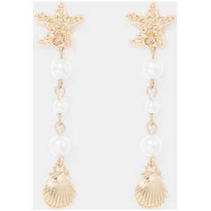 Forever New Women's Frida Fine Drop Shell Earring in Gold/Pearl