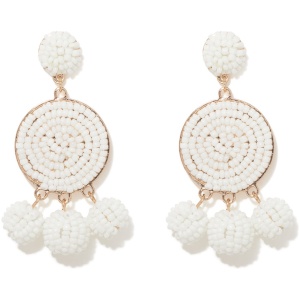 Forever New Women's Gia Beaded Disc Earring in White