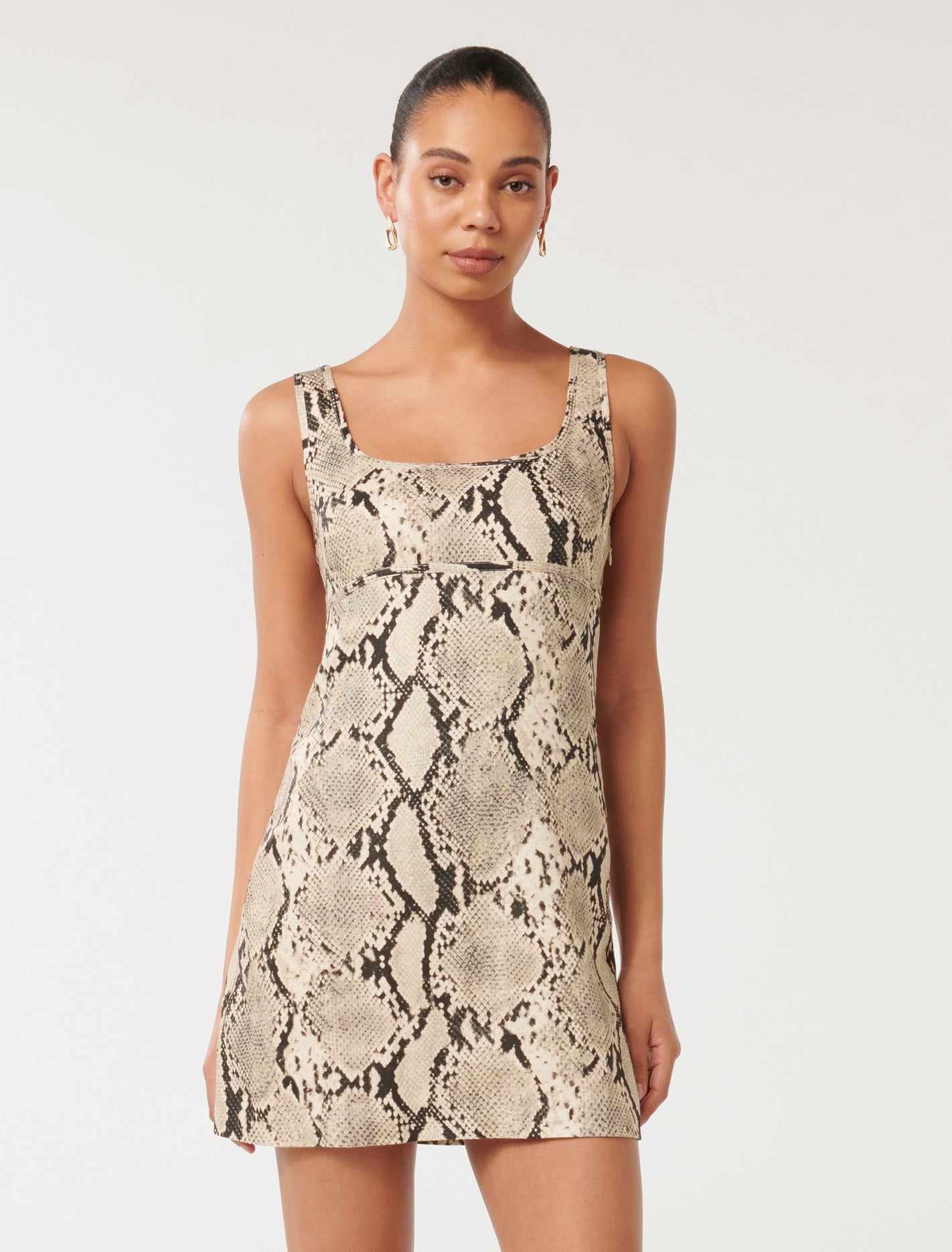 Forever New Women's Hadley Cutout Mini Dress in Light Sepia Snake