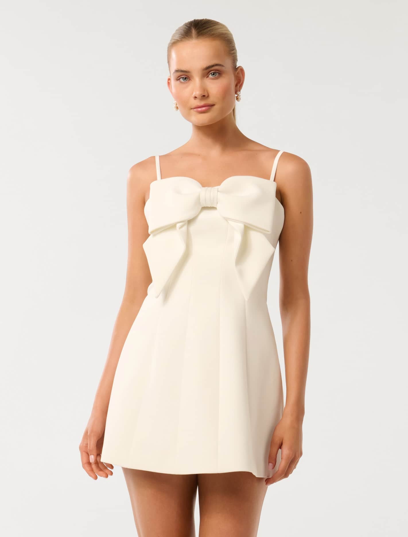 Forever New Women's Hayley Bow-Front Mini Dress in Porcelain