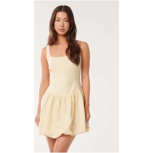 Forever New Women's Heidi Bubble Hem Mini Dress in Lemon Drop