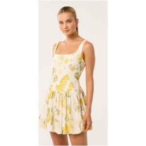 Forever New Women's Heidi Bubble Hem Mini Dress in Limone Floral