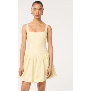 Forever New Women's Heidi Petite Bubble Hem Mini Dress in Pastel Yellow