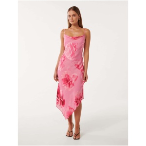 Forever New Women's Henley Asymmetrical Slip Dress in Pink Ingrid Floral