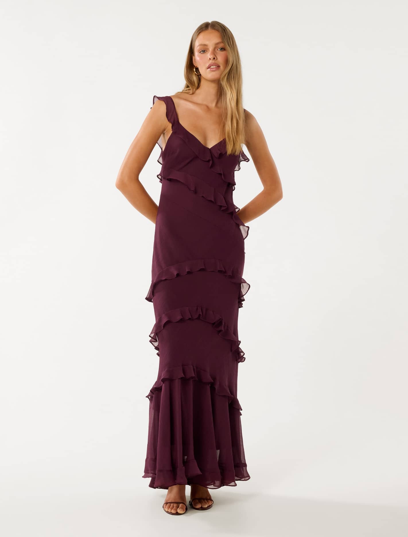 Forever New Women's Isla Ruffle Maxi Dress in Imperial Port