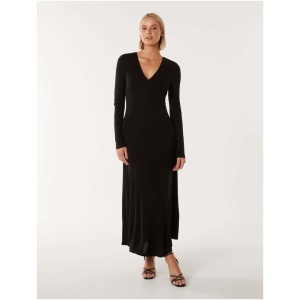 Forever New Women's Jules V-Neck Midi Dress in Black