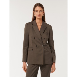 Forever New Women's Kara DB Tailored Blazer Jacket in Mushroom Suit