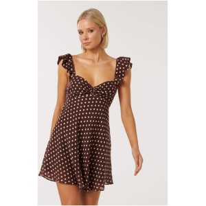 Forever New Women's Keeva Flutter-Sleeve Mini Dress in Whitton Spot