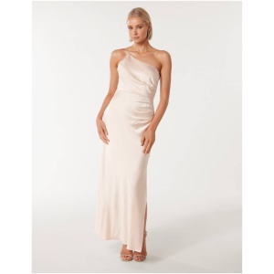 Forever New Women's Kelly One Shoulder Satin Maxi Dress in Ivory