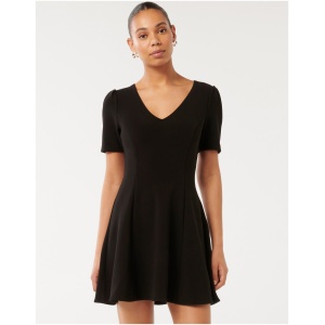 Forever New Women's Kelsey V-Neck Workwear Mini Dress in Black