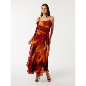 Forever New Women's Leyla Draped Godet Maxi Dress in Myka Abstract