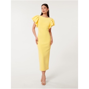 Forever New Women's Liz Frill-Sleeve Bodycon Dress in Lisbon Lemon