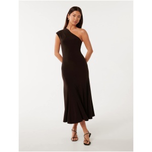 Forever New Women's London One-Shoulder Midi Dress in Dark Chocolate