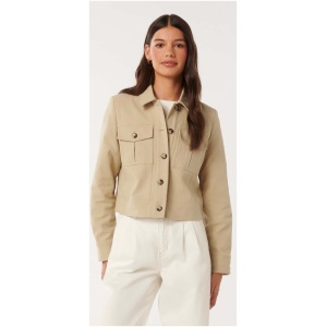 Forever New Women's Luca Crop Utility Jacket in Soft Camel