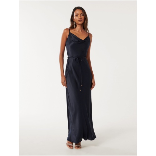 Forever New Women's Lucy Petite Satin Cowl Maxi Dress in Deep Navy