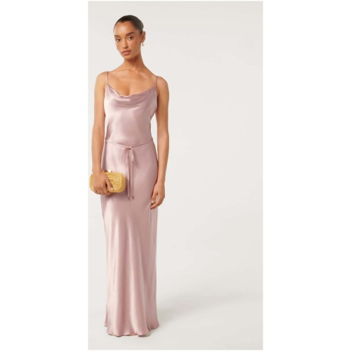 Forever New Women's Lucy Petite Satin Cowl Maxi Dress in Soft Blush