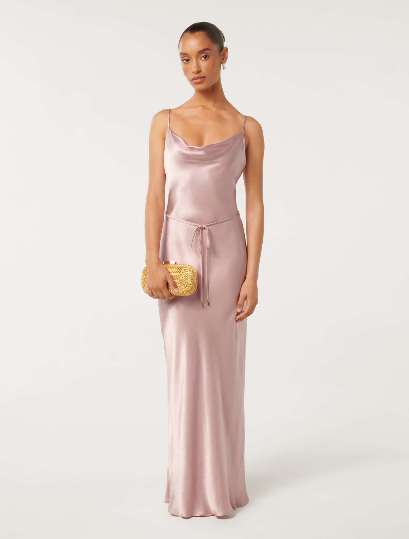 Forever New Women's Lucy Petite Satin Cowl Maxi Dress in Soft Blush