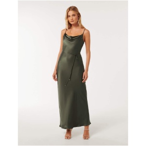 Forever New Women's Lucy Satin Cowl Maxi Dress in Olive