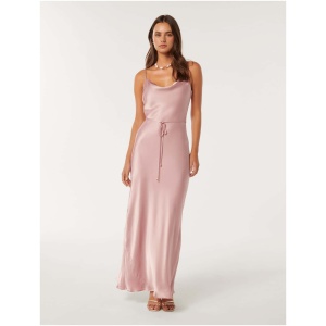 Forever New Women's Lucy Satin Cowl Maxi Dress in Soft Blush