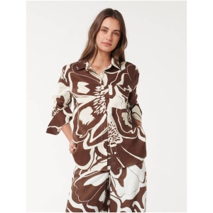 Forever New Women's Lydia Oversized Linen Shirt in Choc Dunstan Set