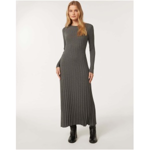 Forever New Women's Lyla Crew Neck Detail Knit Dress in Charcoal Grey