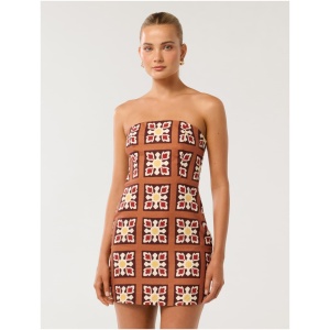 Forever New Women's Maggie Linen Mini Dress in Carden Tile