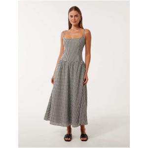 Forever New Women's May Cotton Midi Dress in Black/White Gingham