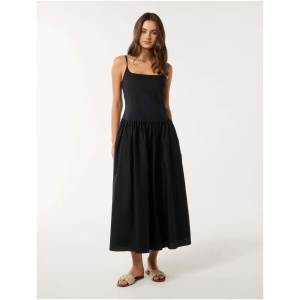 Forever New Women's May Square-Neck Midi Dress in Black