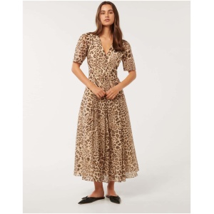 Forever New Women's Melinda Belted Midi Dress in Leopard Swirl