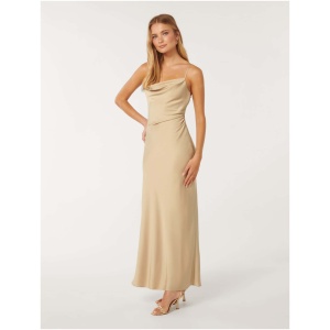 Forever New Women's Mia Satin Maxi Dress in Mystic Gold