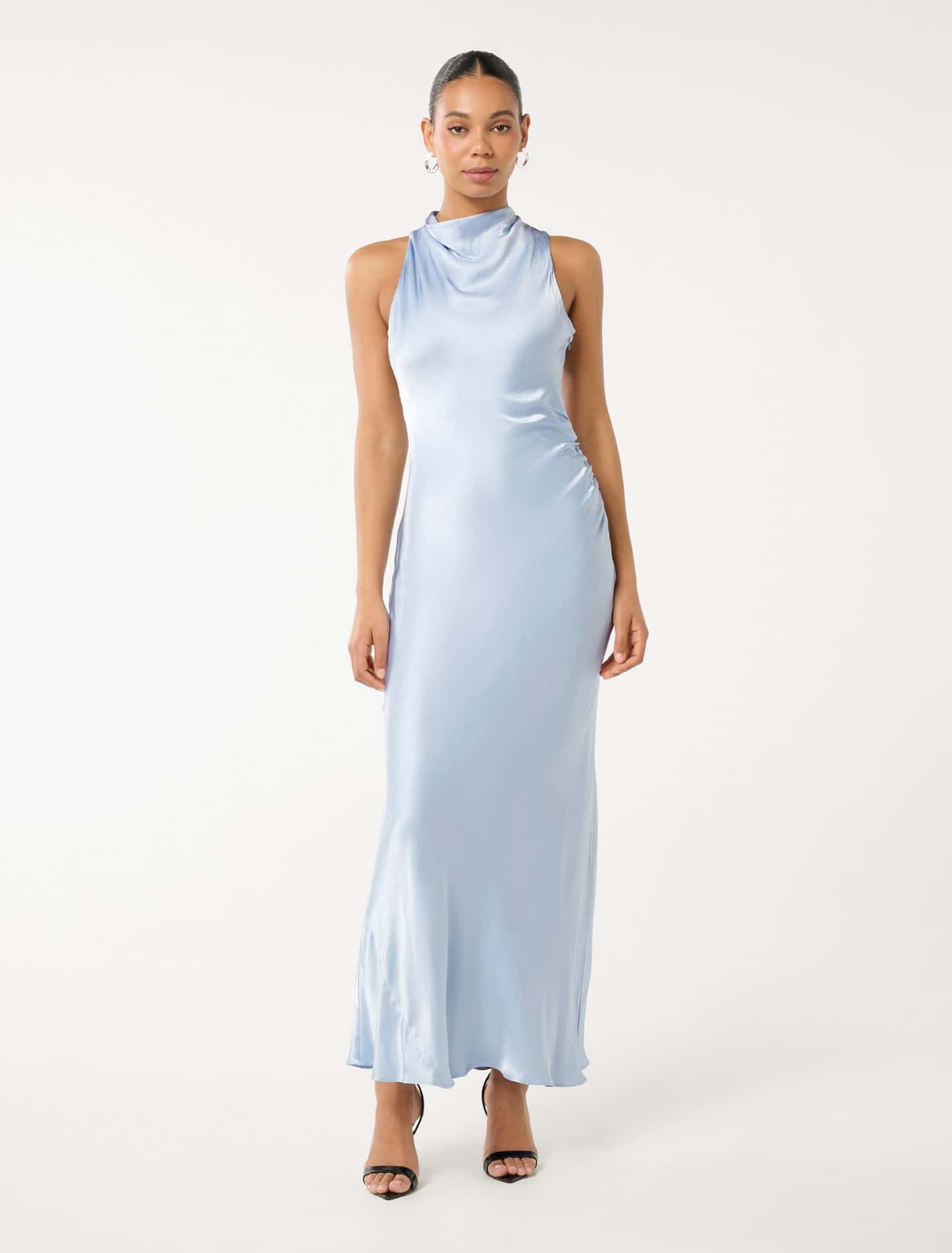 Forever New Women's Michelle Open-Back Satin Maxi Dress in Misty Sky