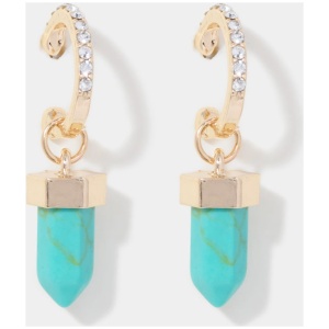 Forever New Women's Niara Natural Stone Hoop Earrings in Turquoise/Gold