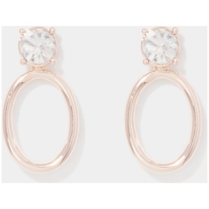 Forever New Women's Orly Stone Oval Hoop Earrings in Rose Gold/Crystal