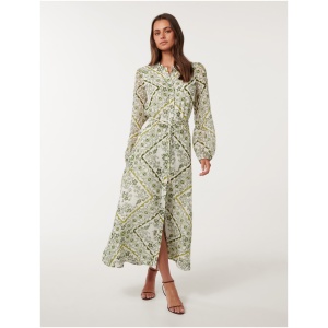 Forever New Women's Penelope Printed Midi Dress in Green Penola Tile