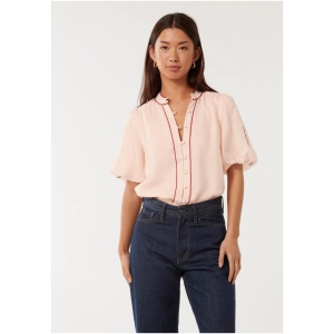 Forever New Women's Perry Piping Blouse in Misty Pink