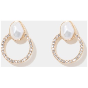 Forever New Women's Regan Round Pearl and Stone Earrings in Crystal/Gold