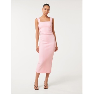 Forever New Women's Reina Ruched Bodycon Midi Dress in Formica Pink