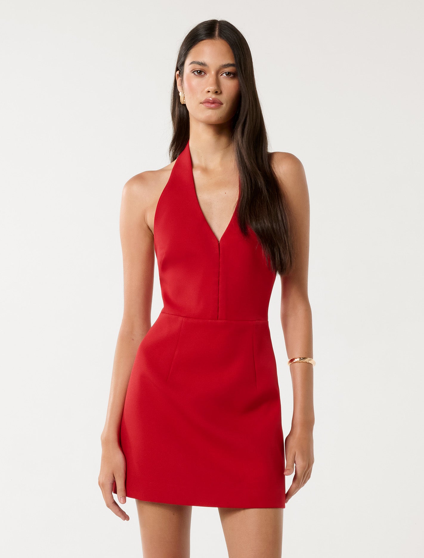 Forever New Women's Ricki Halter Hook and Eye Mini Dress in Barbados Cherry