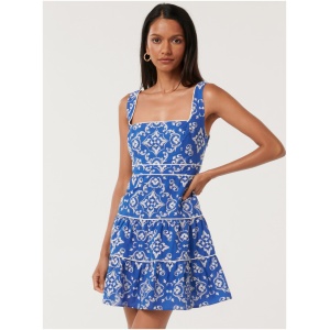 Forever New Women's Rosalie Petite Piping Mini Dress in Small Blue Marina