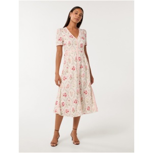 Forever New Women's Sabrina Printed Linen Midi Dress in Garden Trellis